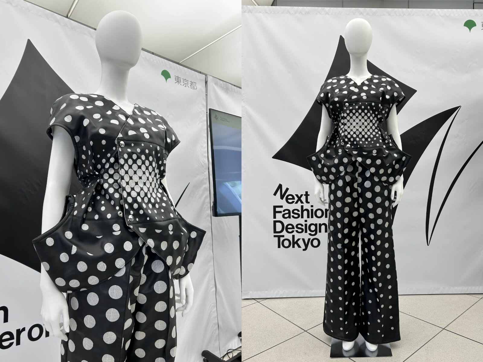 昨年度の受賞作品を展示しています(東京モード学園・国際ファッション専門職大学)