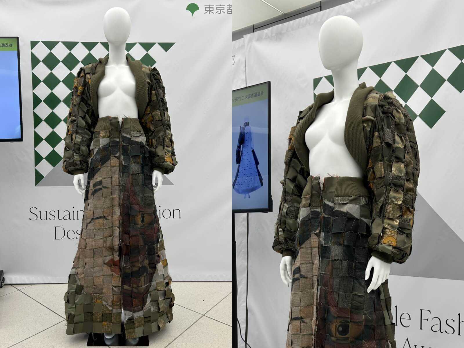 昨年度の受賞作品を展示しています(東京モード学園・国際ファッション専門職大学)